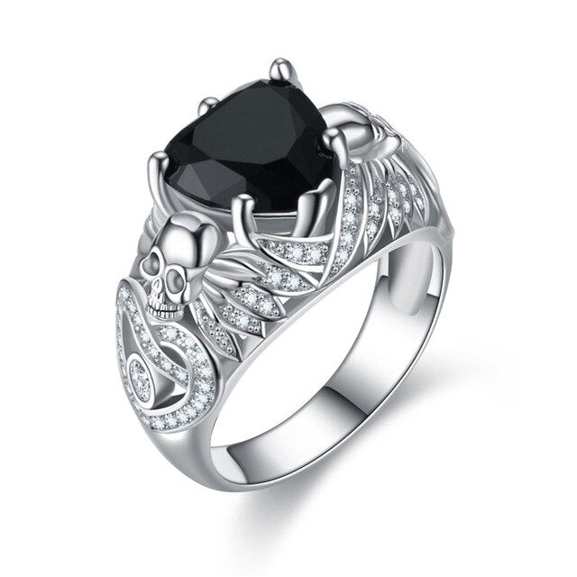 Skull, Heart, Cubic Zirconia and Crystal Retro Trendy Wedding Ring