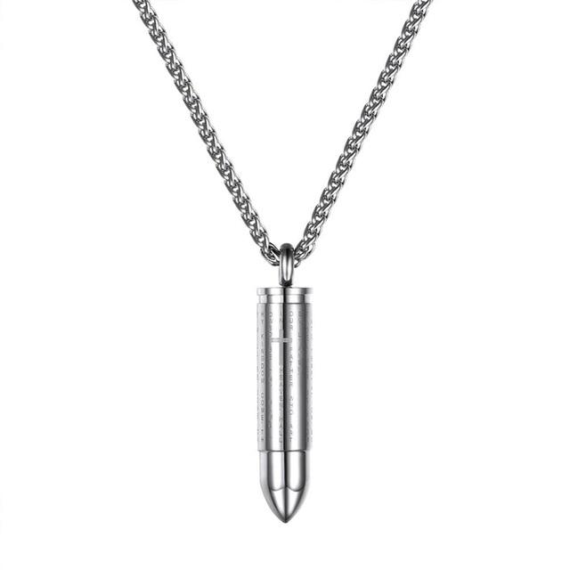 Stainless Steel Two-tone Bullet Pendant Necklace