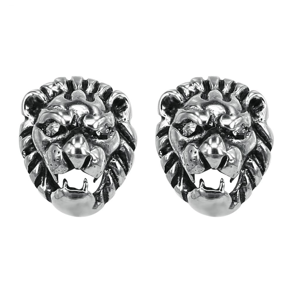 Lion Design Stainless Steel Punk Stud Earrings