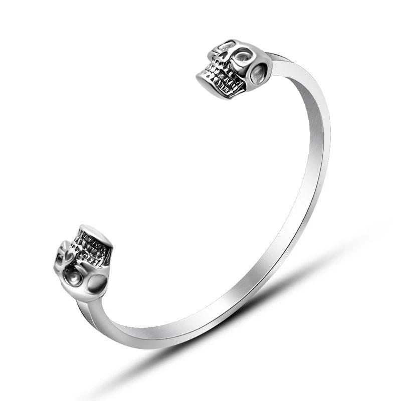 Stainless Steel Punk Skull Bangle Bracelet