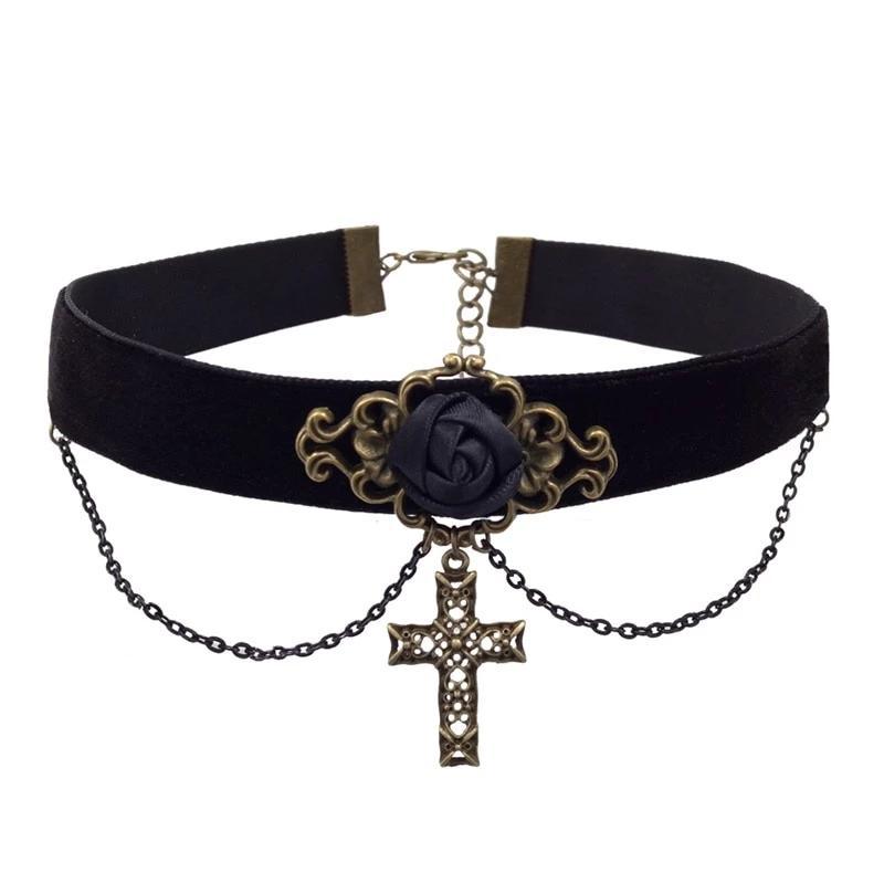 Vintage Jesus Choker Cross Necklace