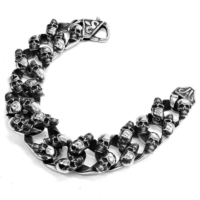 Big Men’s Stainless Steel Skull Chain Punk Bracelet