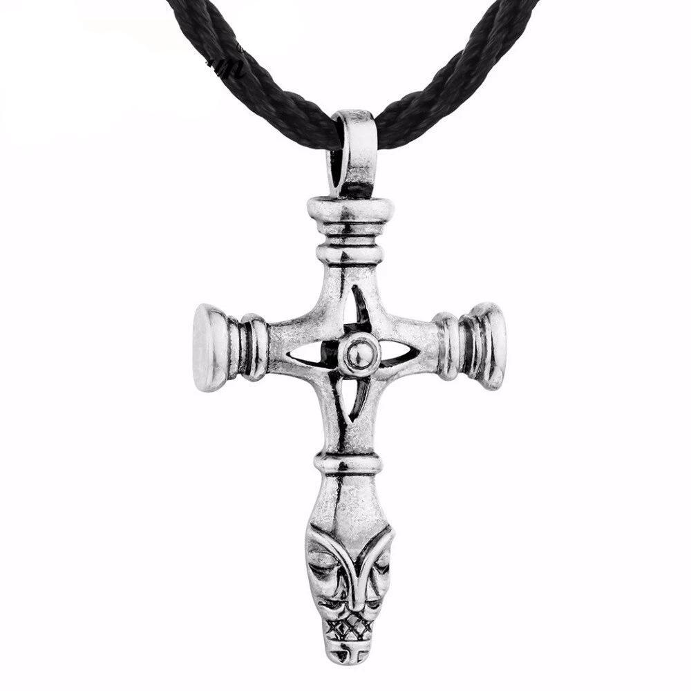 Celtic Cross Statement Pendant Necklaces with Rope Chain