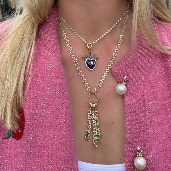 Eden Presley 14k Yellow Gold Queen of Hearts Pendant - RCK-P-315D-EM-MAL-EYE