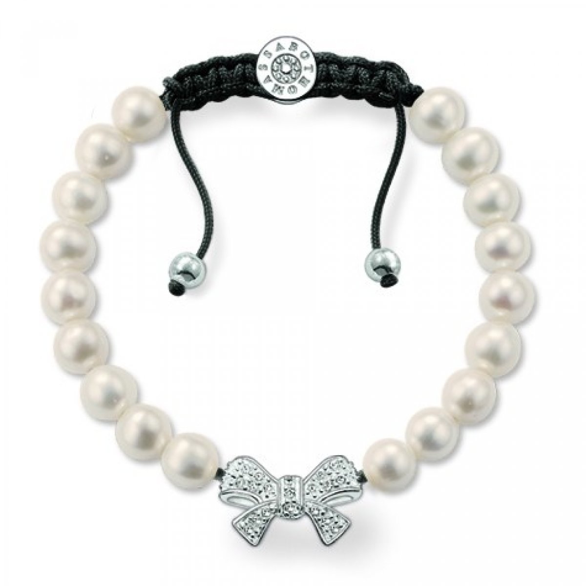 Freshwater Pearl Bow Nylon Bracelet (Silver)