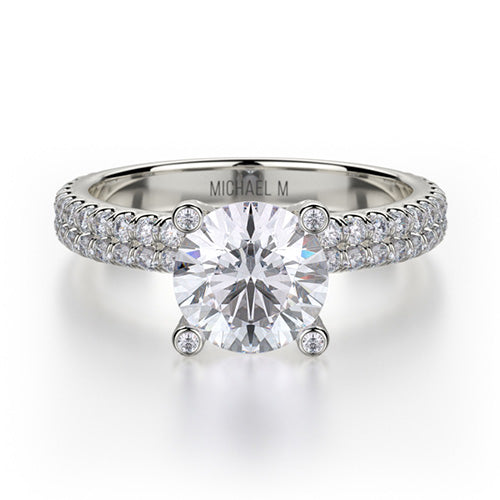 Michael M 18k White Gold Side Stone Engagement Ring R676-1