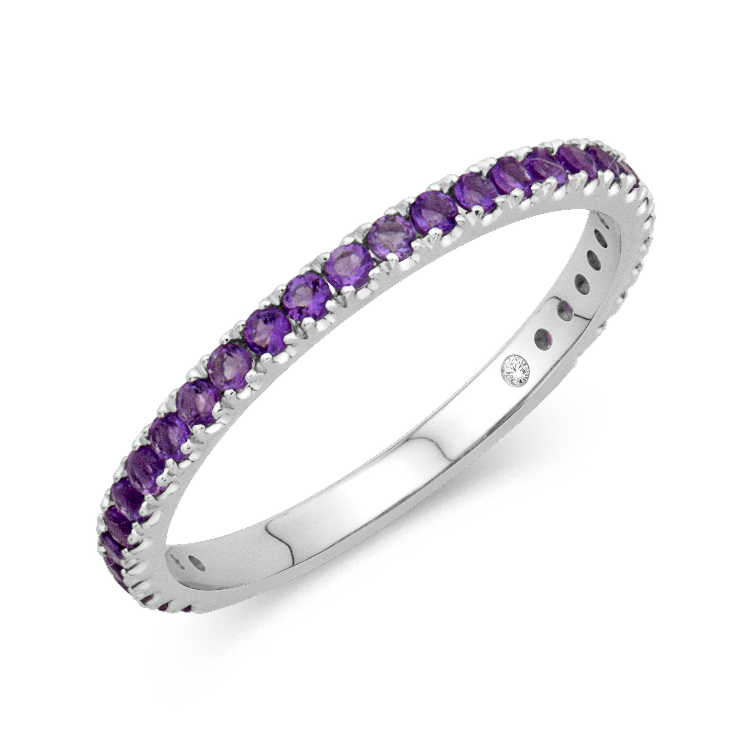 14k White Gold 0.45ct Amethyst Birthstone Band- R#12778AMETHYST