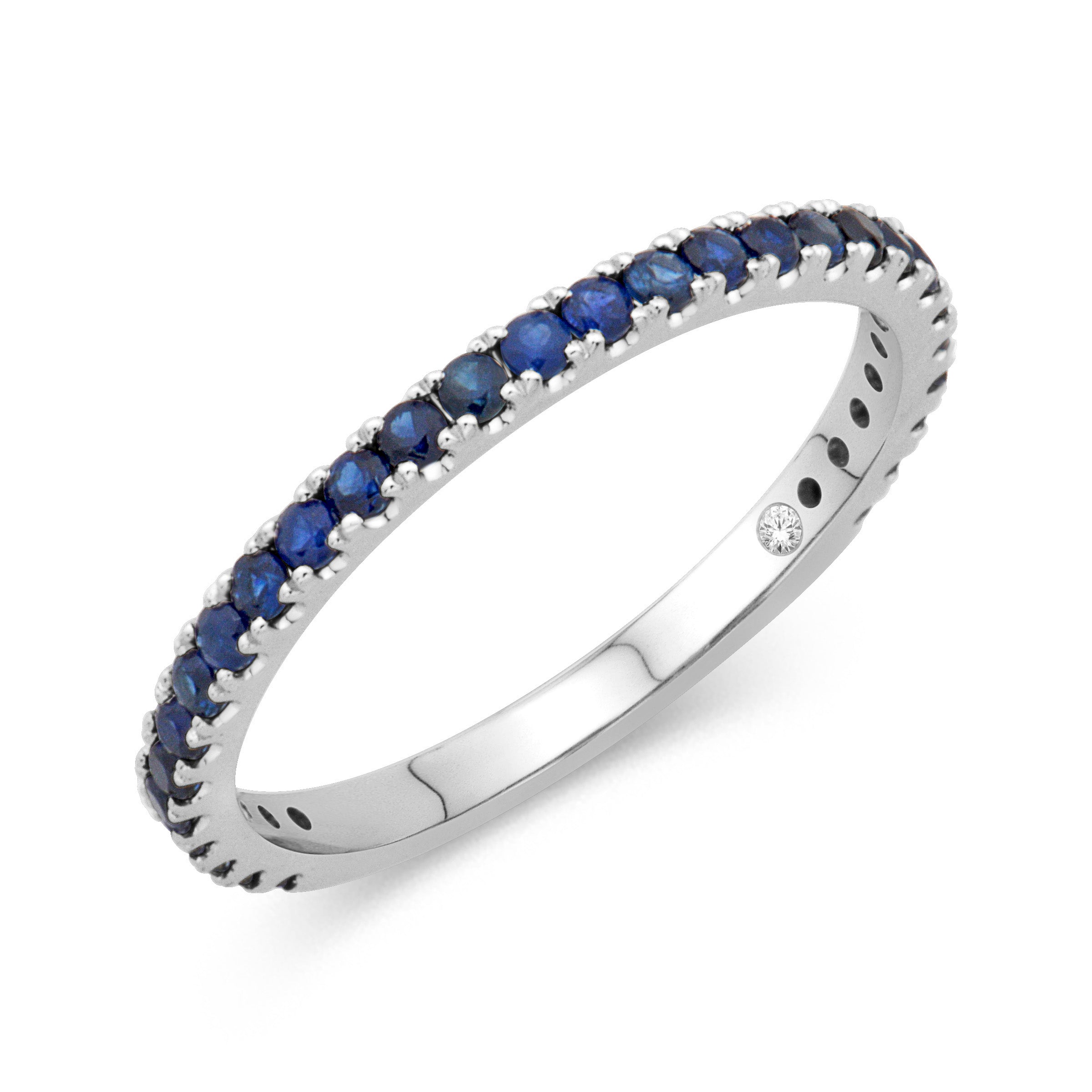14k White Gold 0.51ct Blue Sapphire Birthstone Band- R#12778BSAPP