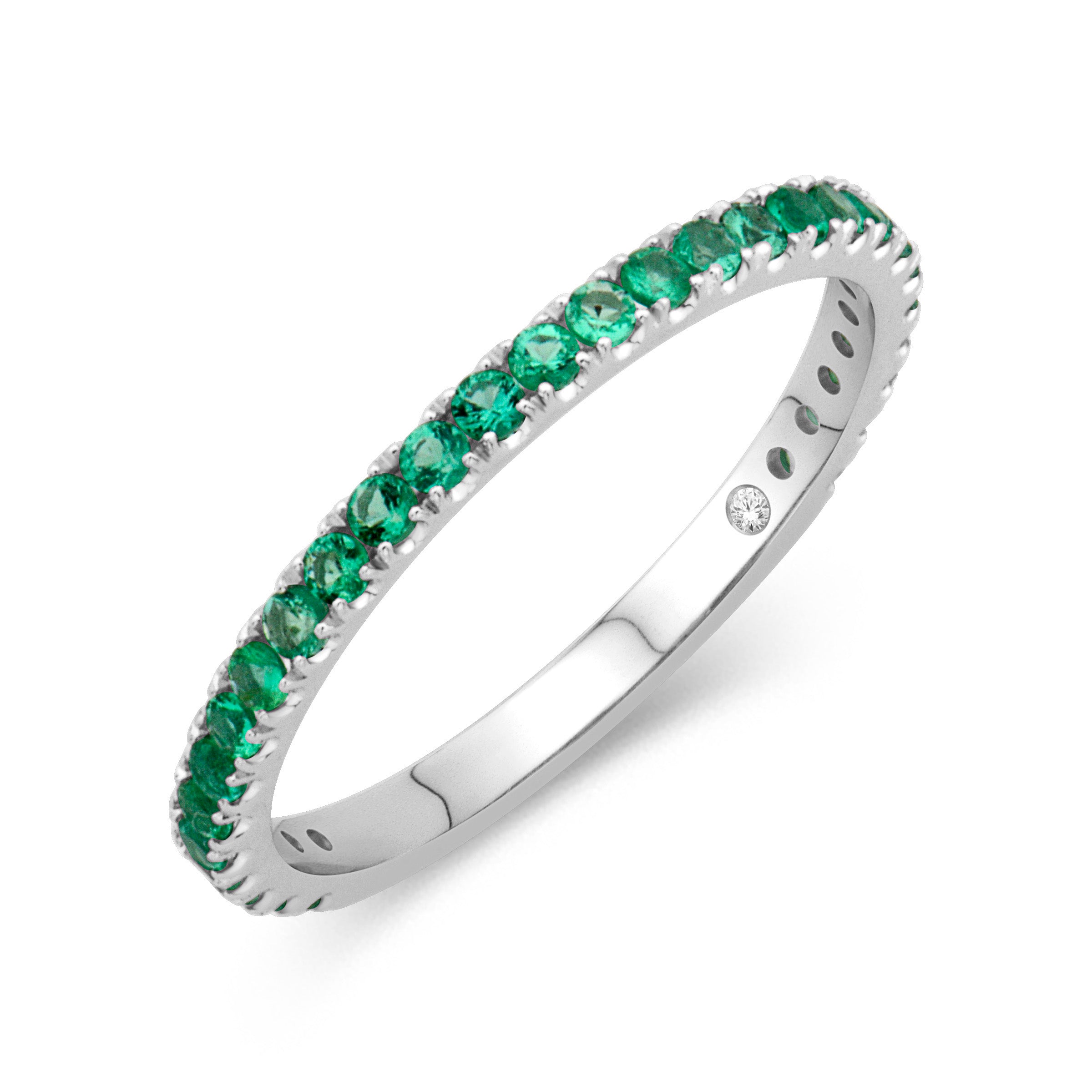 14k White Gold 0.39ct Emerald Birthstone Band- R#12778EMERALD