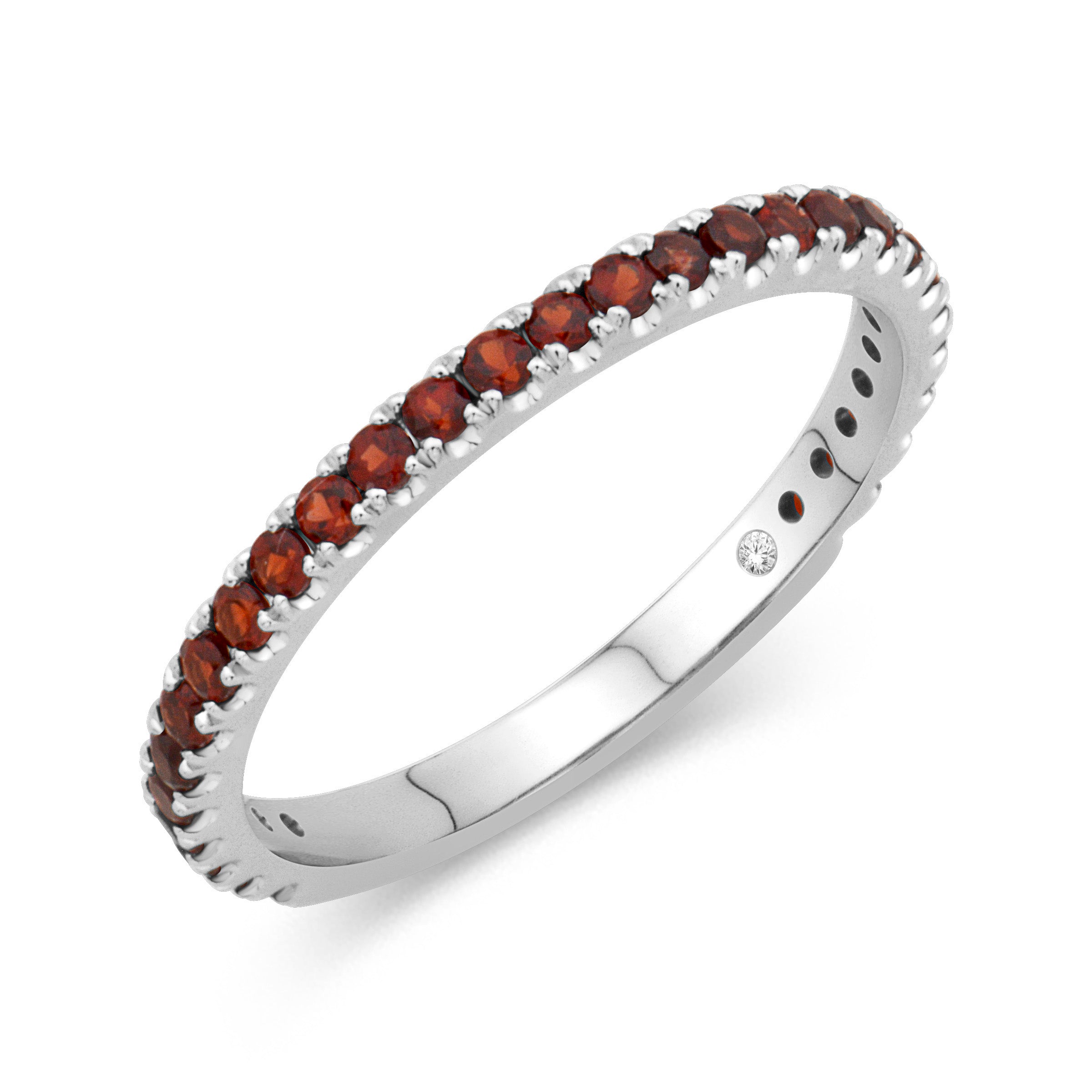 14k White Gold 0.53ct Garnet Birthstone Band- R#12778GARNET