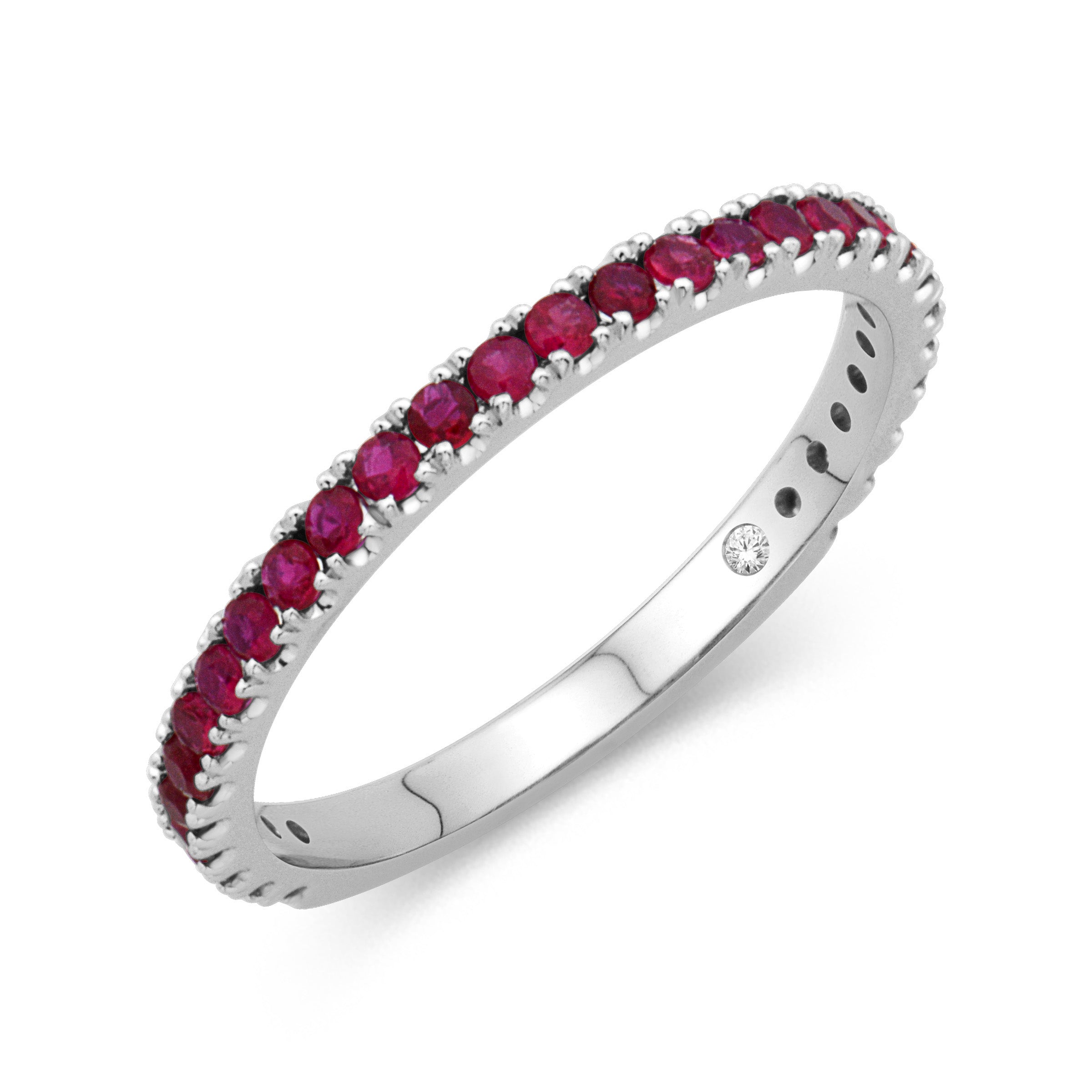 14k White Gold 0.54ct Ruby Birthstone Band- R#12778RUBY