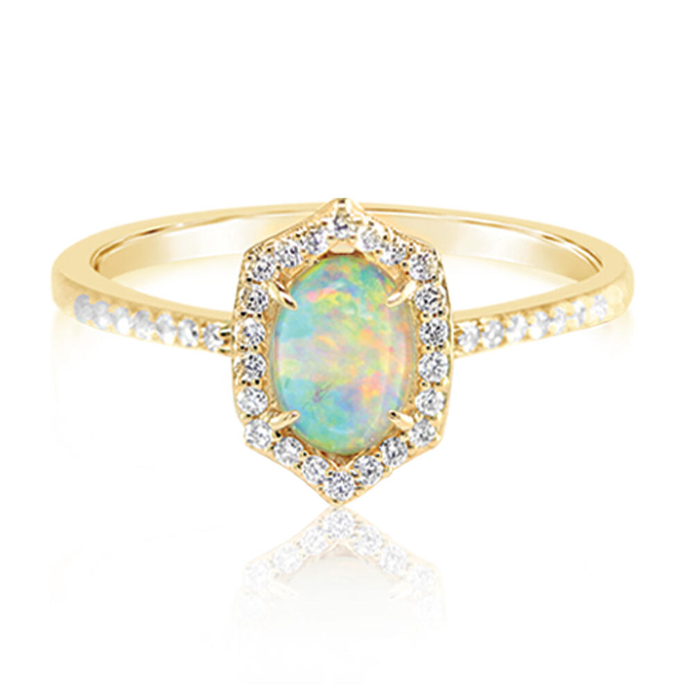 Parlé 14K Yellow Gold Opal and Diamond Ring