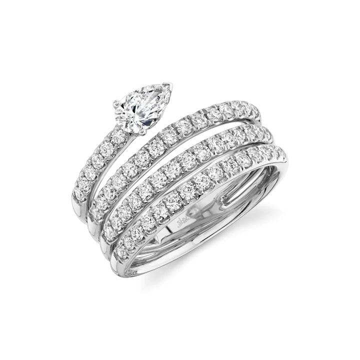 Shy Creation 14K White Gold 0.91ctw Diamond Pear Wrap Ring - SC22007573