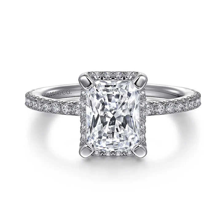 Gabriel & Co 14k White Gold Radiant Cut Diamond Hidden Halo Engagement Ring - ER14719N6W44JJ