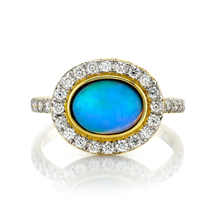 Sloane Street 18k Yellow Gold Oval Opal & Diamond Ring- SS-R030J-EO-WDCB-Y