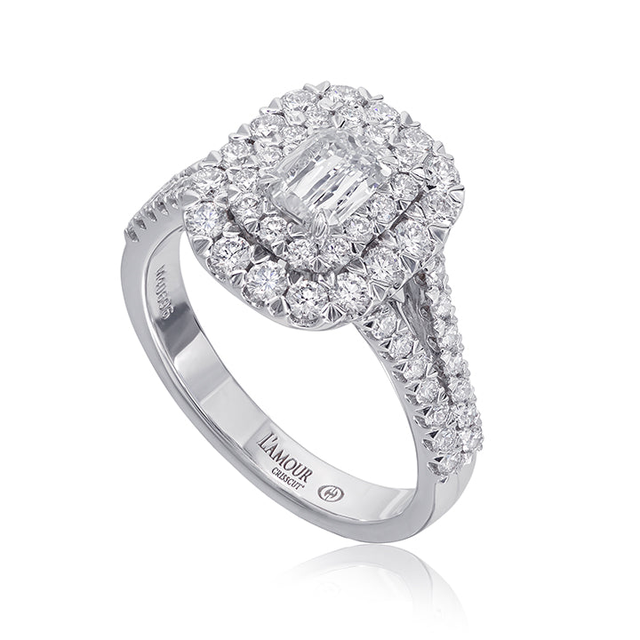 Christopher Design 14k White Gold 0.41ct L'Amour Crisscut Double Halo Ring - L158D-050