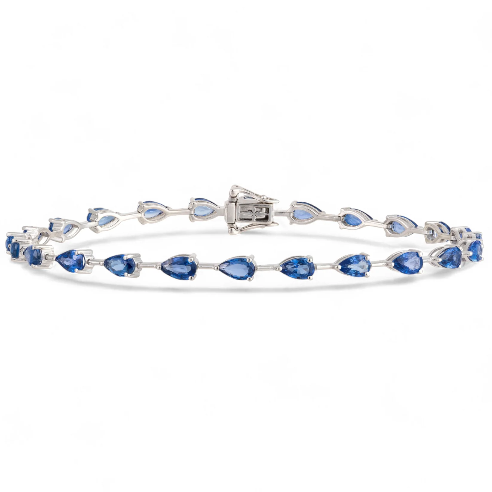 18K White Gold Marquise-Cut Blue Sapphire Bracelet