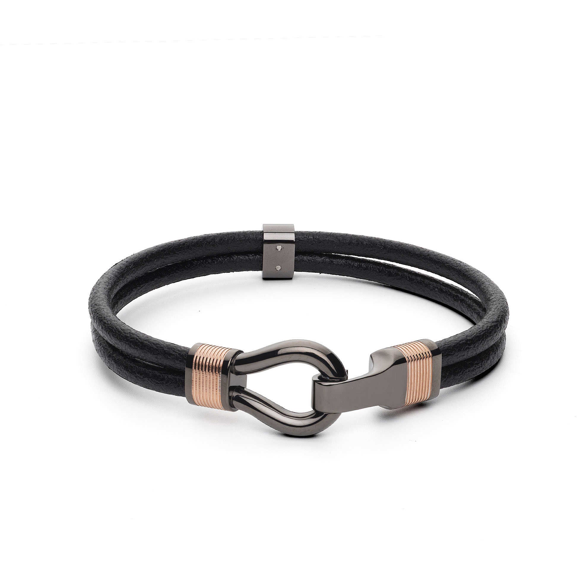 Clint Black Leather Bracelet (Silver/Rose-Gold)