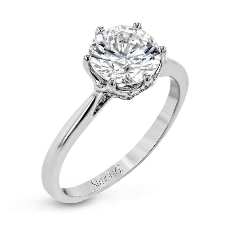 White Gold Round Cut Semi-Mount Engagement Ring