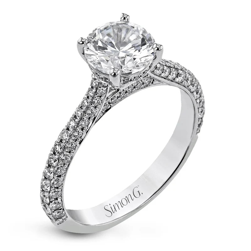 18K White Gold Round Semi-Mount Engagement Ring