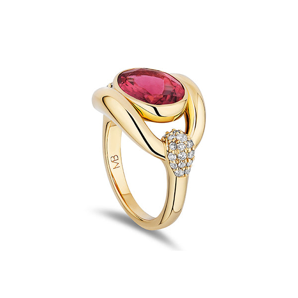 Mason & Books 14K Yellow Gold Rubellite and Diamond Ring - SSHTSR02