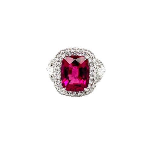 Rubellite Diamond Ring