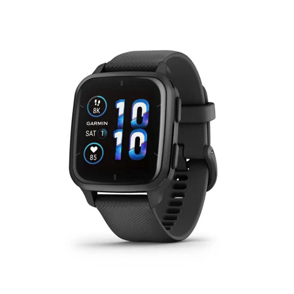 Venu® Sq 2 – Music Edition Slate Aluminum Bezel with Black Case and Silicone Band