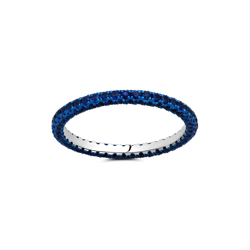 Graziela 14k White Gold/ Blue Rhodium 1.25ctw Sapphire Eternity Band- WBR-1211000S