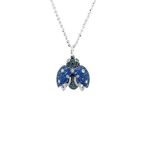 Sapphire Ladybug Pendant and Chain