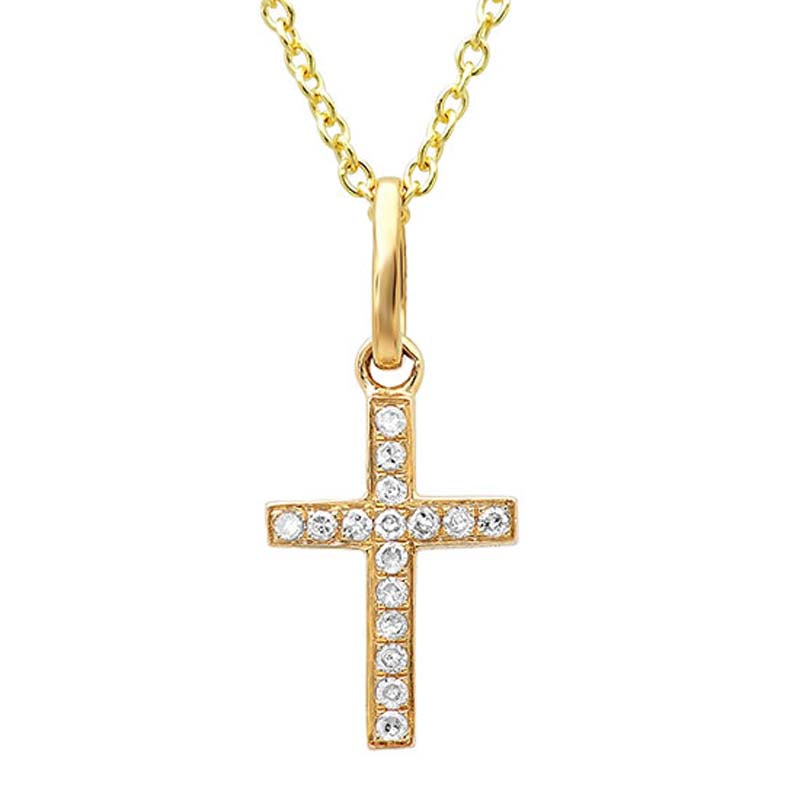 14k Yellow Gold 0.06ctw Diamond Cross Necklace- SC22002783AC