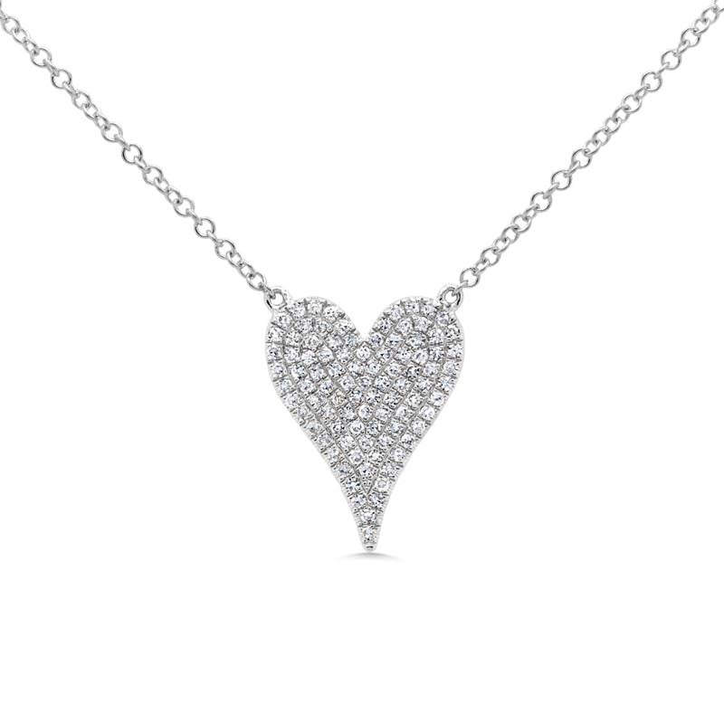 14k White Gold 0.21ctw Diamond Pave Heart Necklace- SC55002004