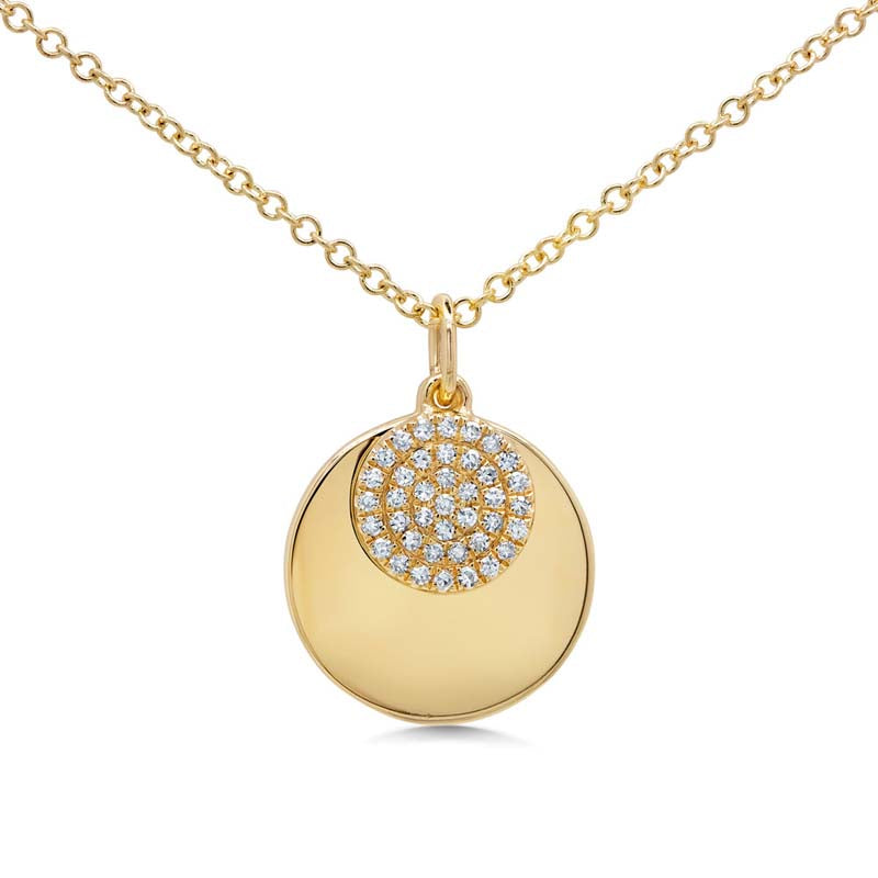 14k Gold 0.09ctw Diamond Double Circle Necklace- SC55002941