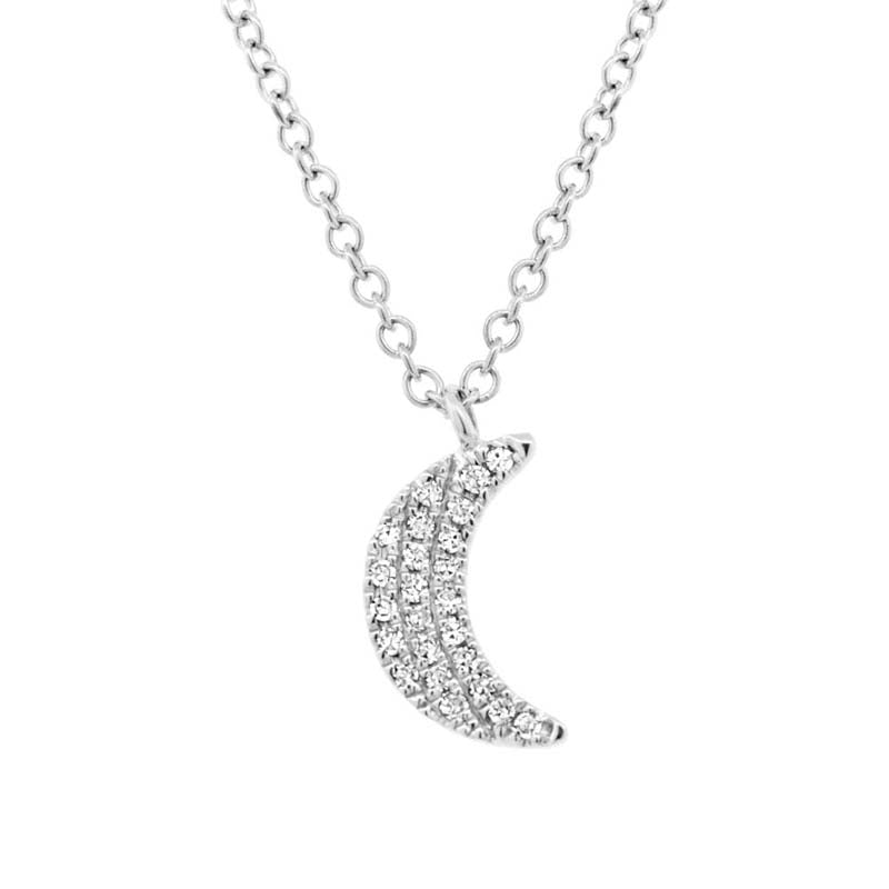 14k White Gold 0.06ctw Diamond Crescent Moon Pendant- SC55003091