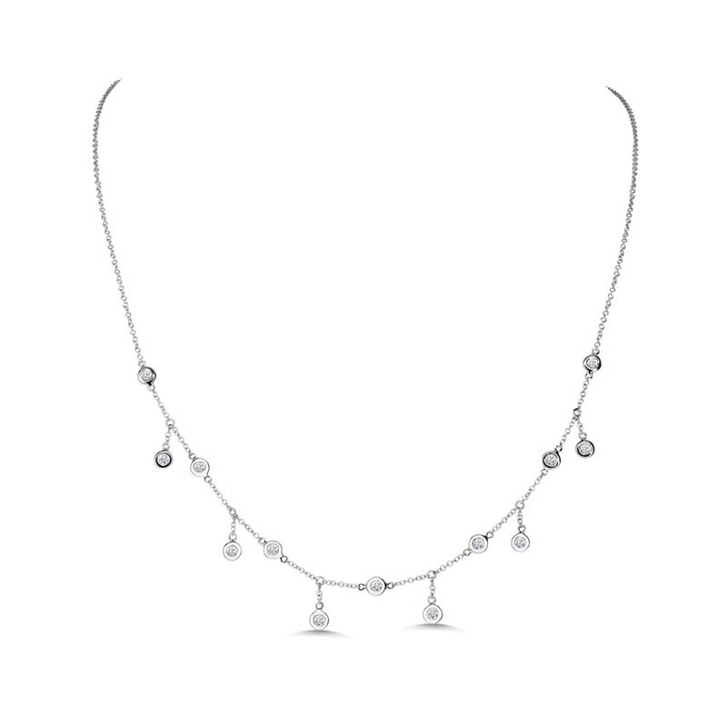 14k White Gold 0.34ctw Diamond Dangle Drop Necklace- SC55003439