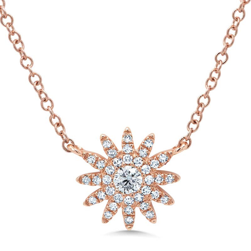 14k Rose Gold 0.15ctw Diamond Starburst Necklace- SC55004913