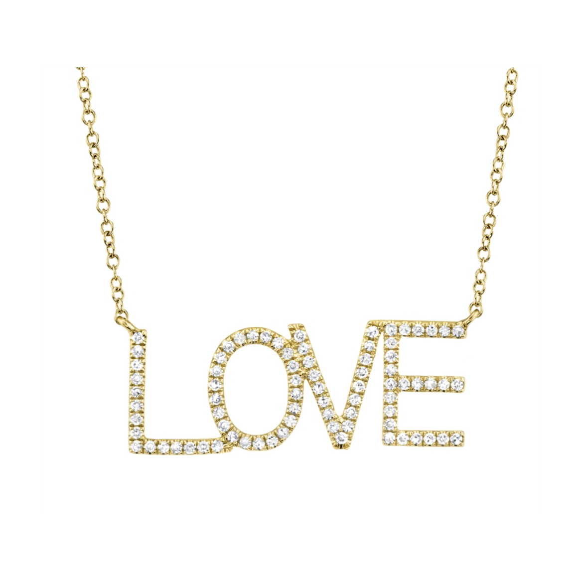 14K Yellow Gold 0.21ctw Diamond Love Necklace- SC55001550