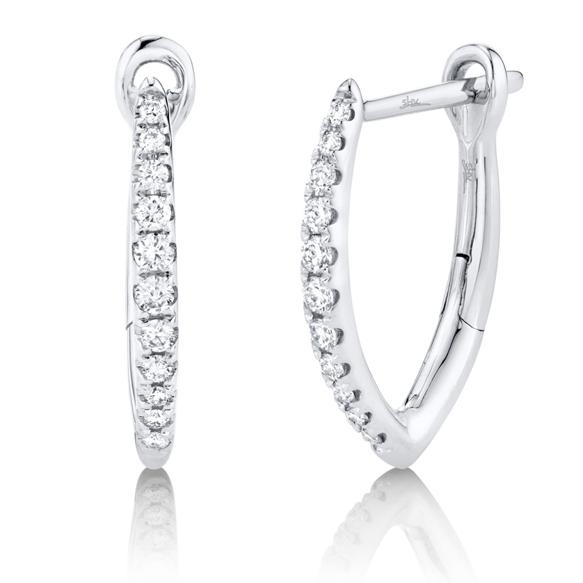14K White Gold 0.15ctw Diamond Hoop Earring- SC22005490