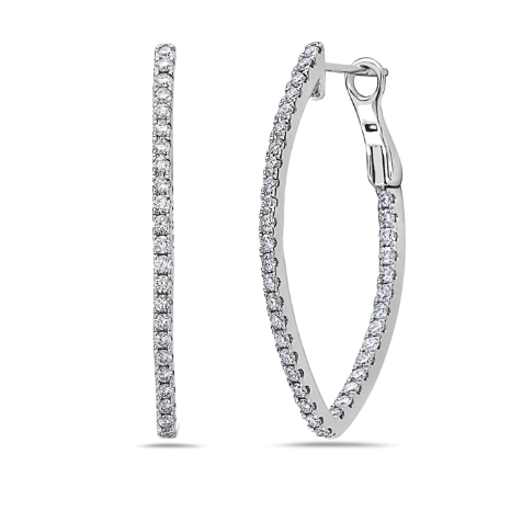 Charles Krypell 18K White Gold Diamond V Hoop Earring- 1-9364-WD