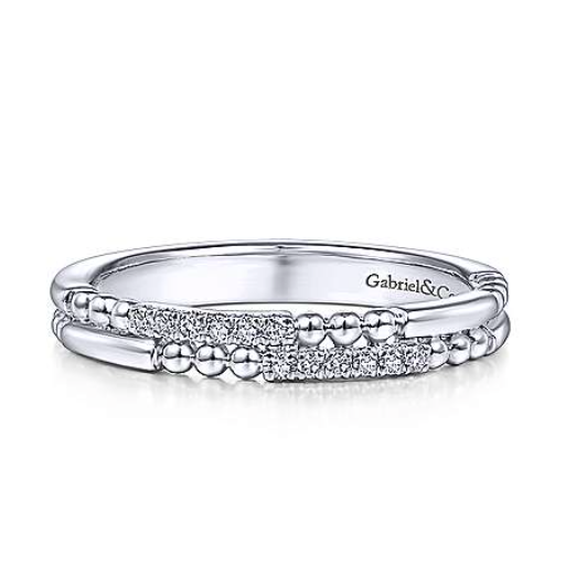 Gabriel & Co. 14K White Gold Two-Row Beaded Diamond Stackable Band- LR51456W45JJ