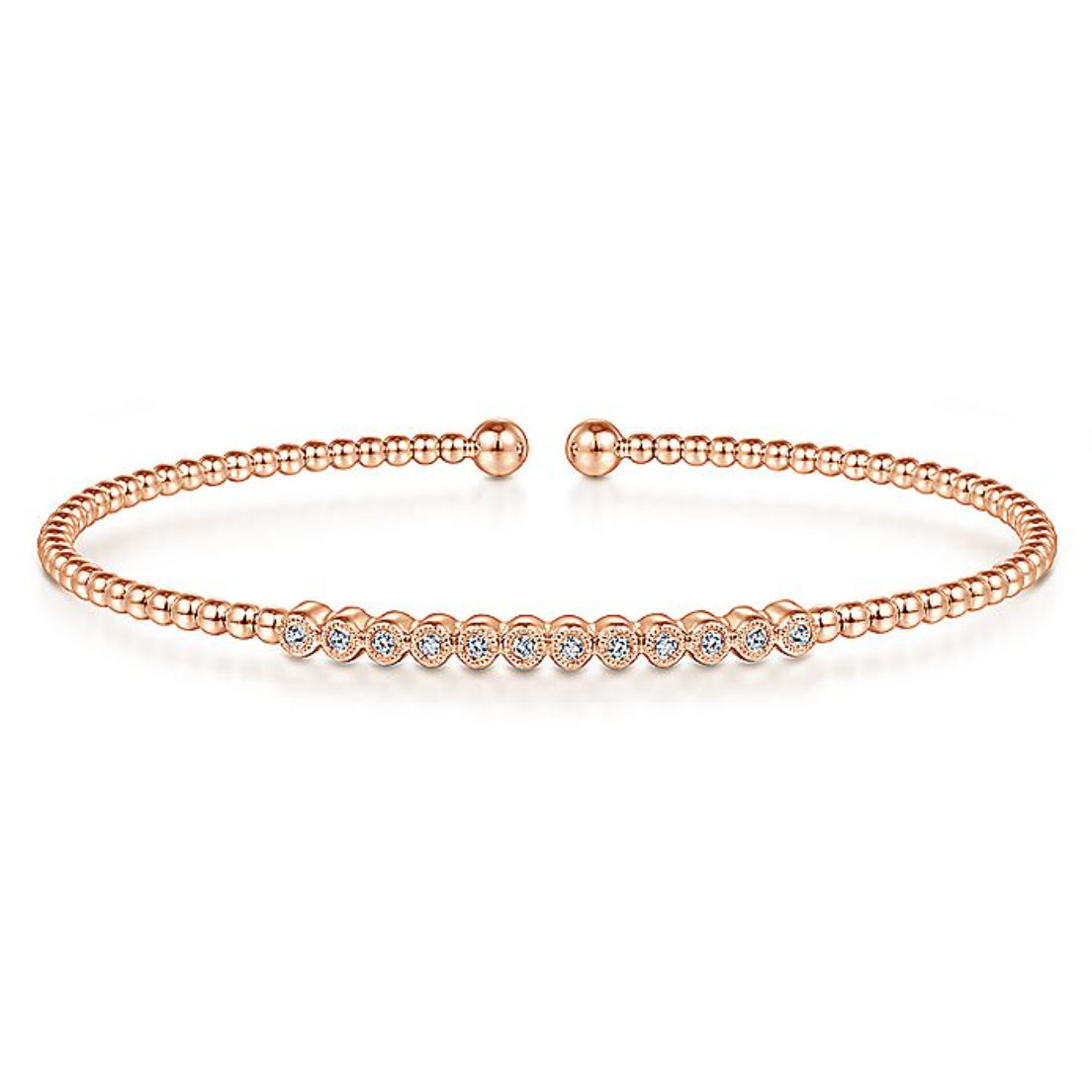 Gabriel & Co 14k Rose Gold Bujukan Diamond Cuff Bezel Set Bracelet- BG4118-65K45JJ