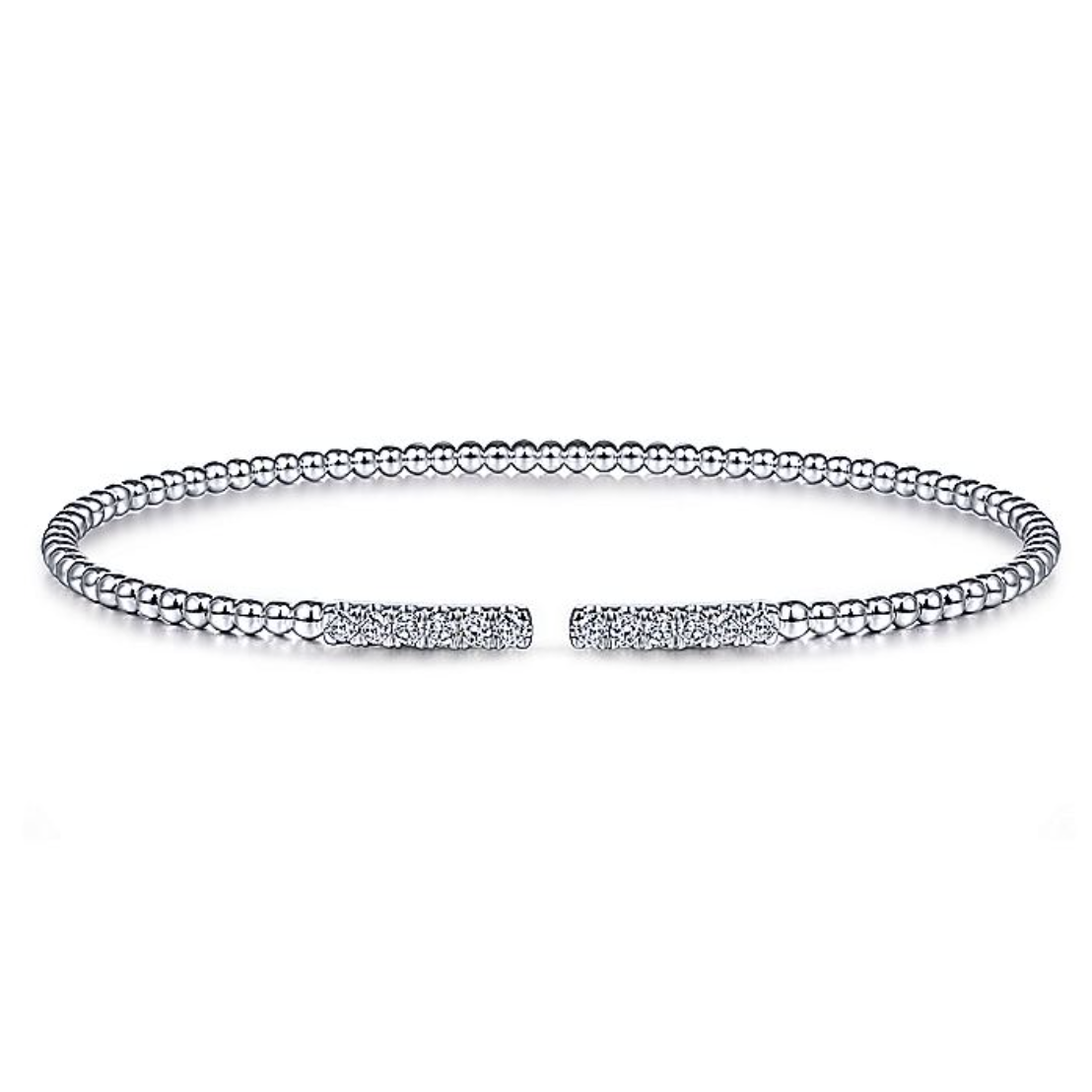 Gabriel & Co 14k White Gold Bujukan Cuff Bracelet with Diamond Pave Bars- BG4218-6W45JJ