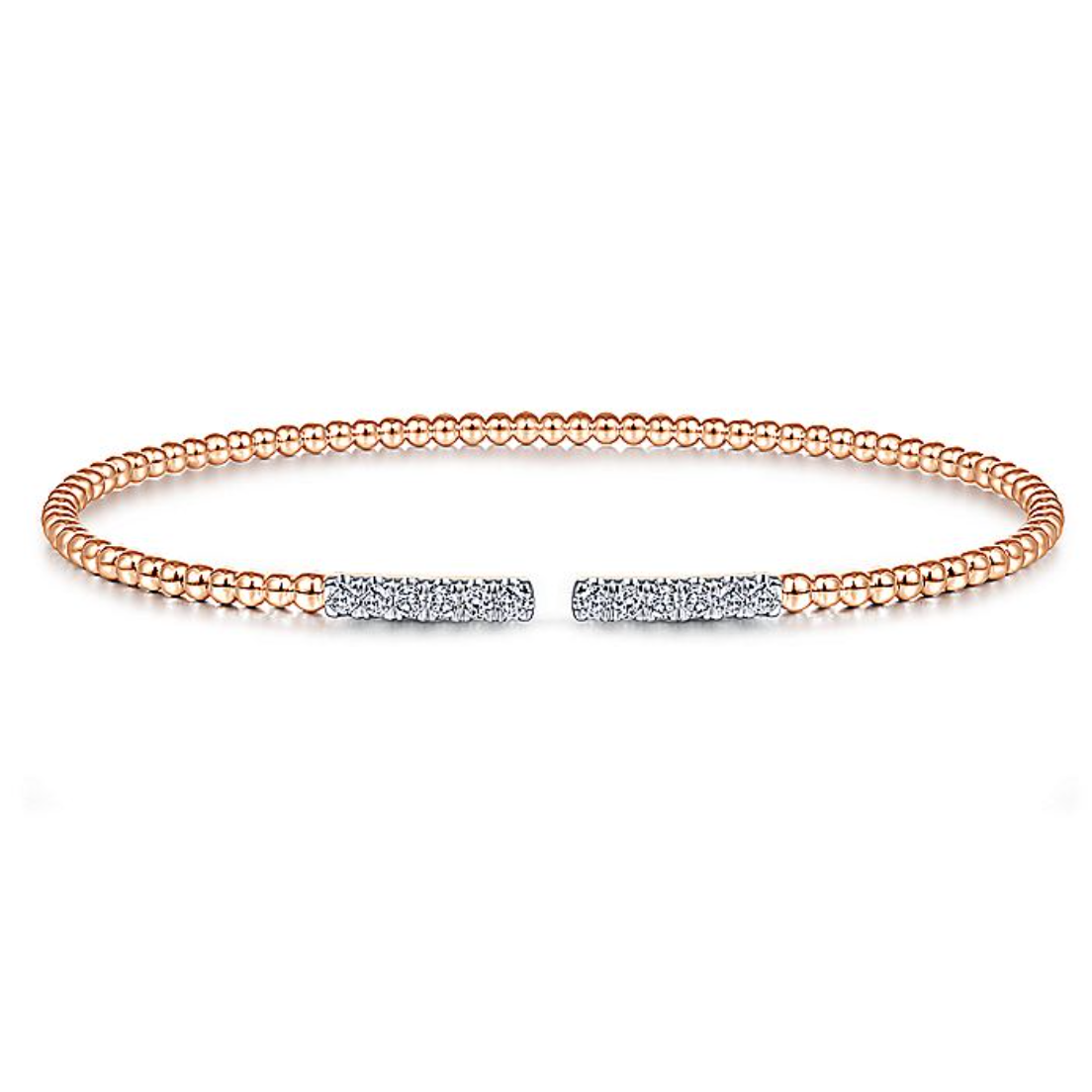 Gabriel & Co 14k Rose Gold Bujukan Cuff Bracelet with Diamond Pave Bars- BG4218-65K45JJ