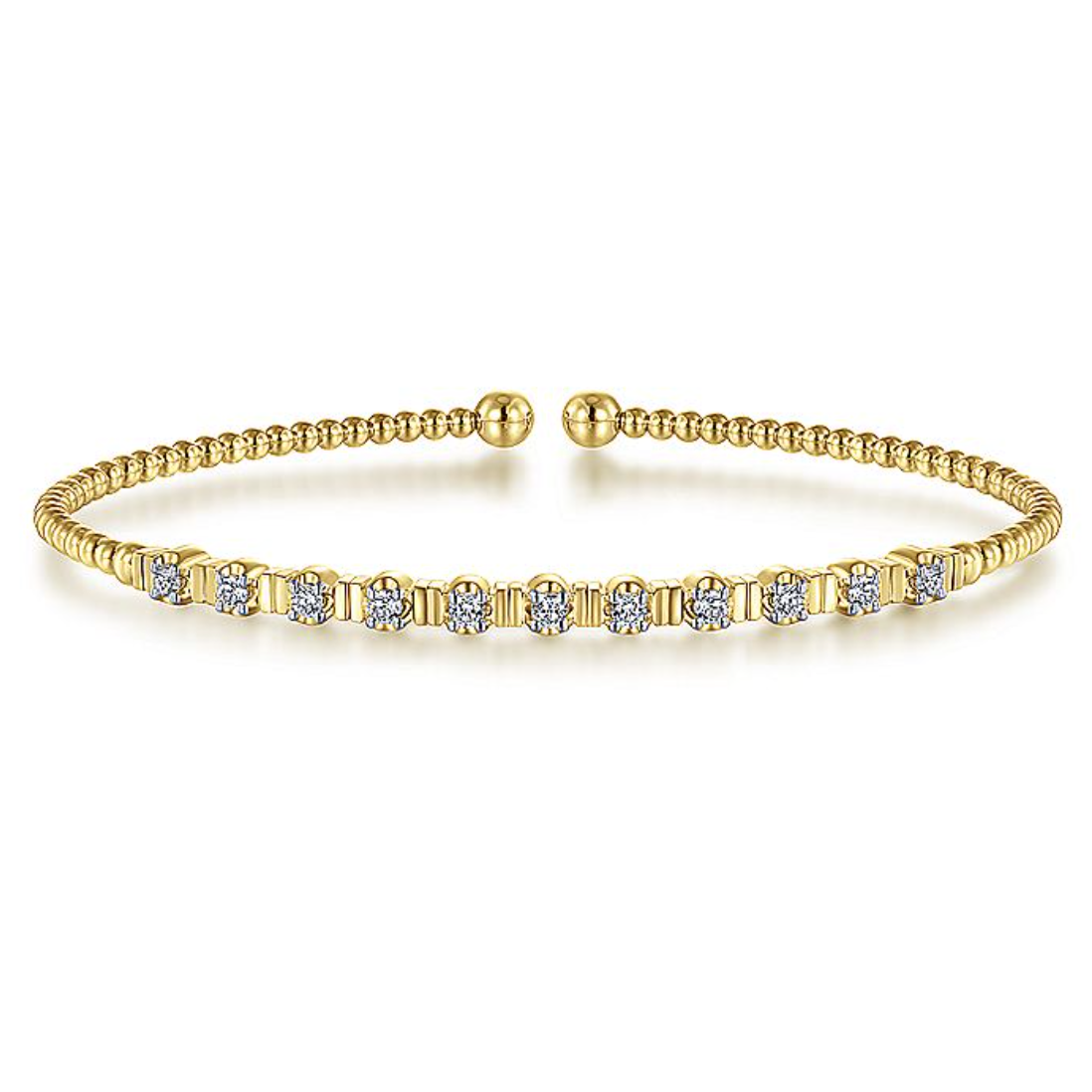 Gabriel & Co 14k Yellow Gold Bujukan Diamond Bead Cuff Bracelet- BG4228-6Y45JJ