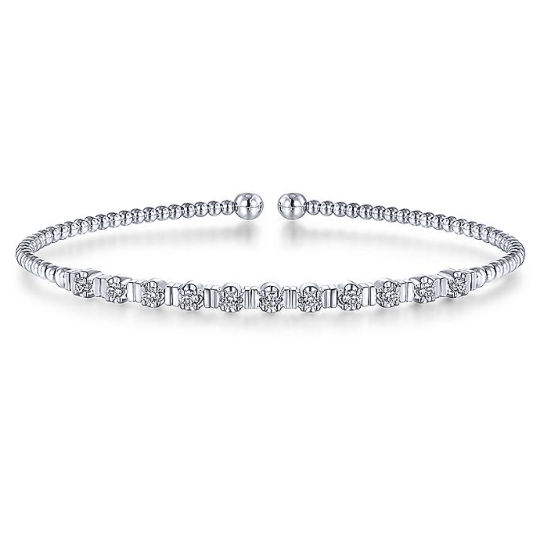 Gabriel & Co 14k White Gold Bujukan Diamond Bead Cuff Bracelet- BG4228-65W45JJ