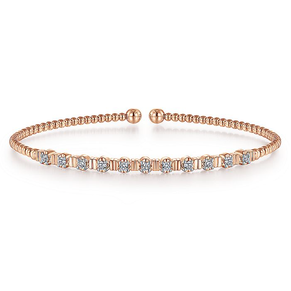 Gabriel & Co 14k White Gold Bujukan Diamond Bead Cuff Bracelet- BG4228-65K45JJ