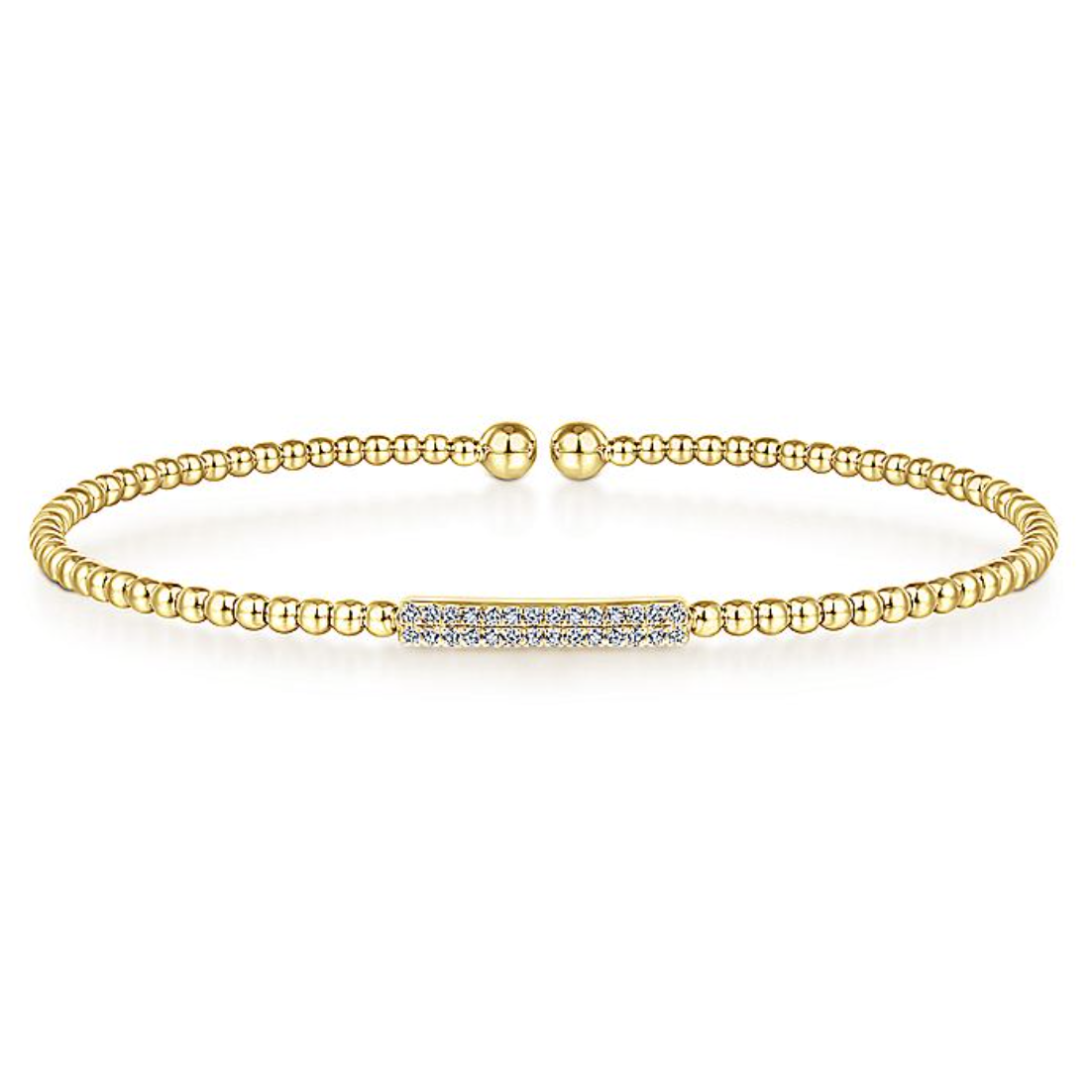Gabriel & Co 14k Yellow Gold Bujukan Bead Cuff Diamond Bar Bracelet- BG4119-62Y45JJ