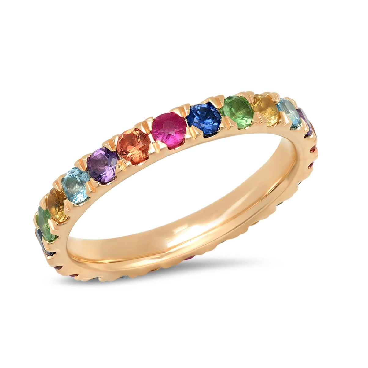 Eriness 14K Yellow Gold Large Multi Colored Eternity Band