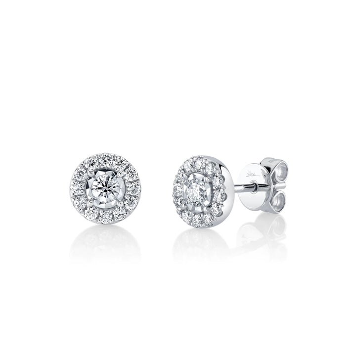 14K White Gold 0.43ctw Diamond Halo Stud Earrings - SC55024118V2