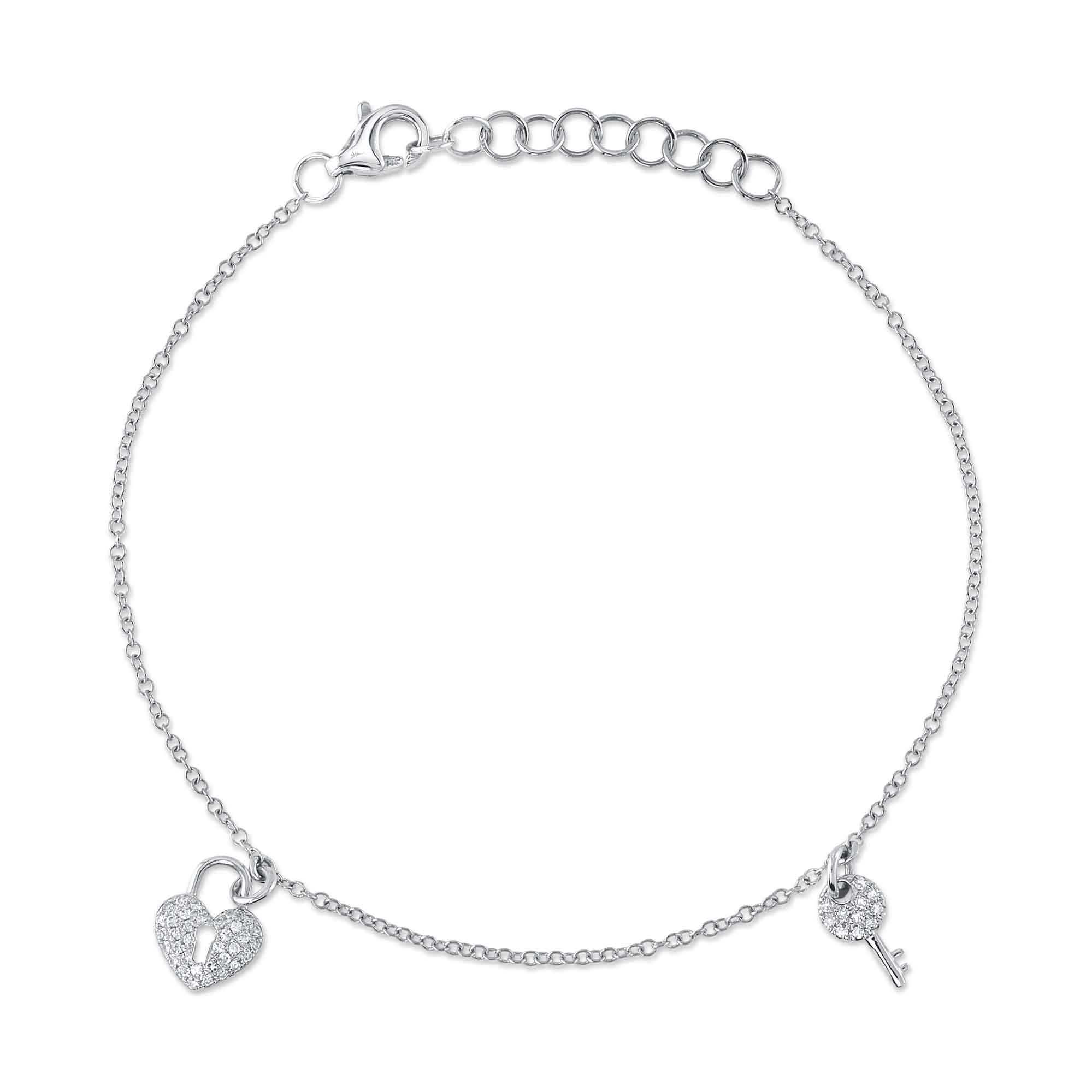 SC55026179 Kate 0.10CT Diamond Pavé Heart Lock & Key Bracelet