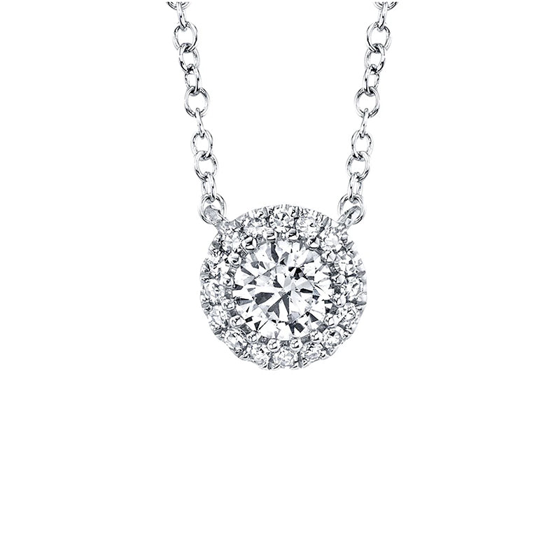 14K White Gold 0.25ctw Diamond Halo Necklace - SC55005792